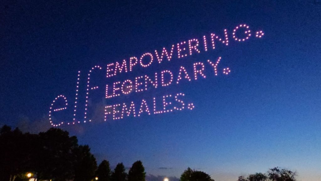 Aerial LED display at night event